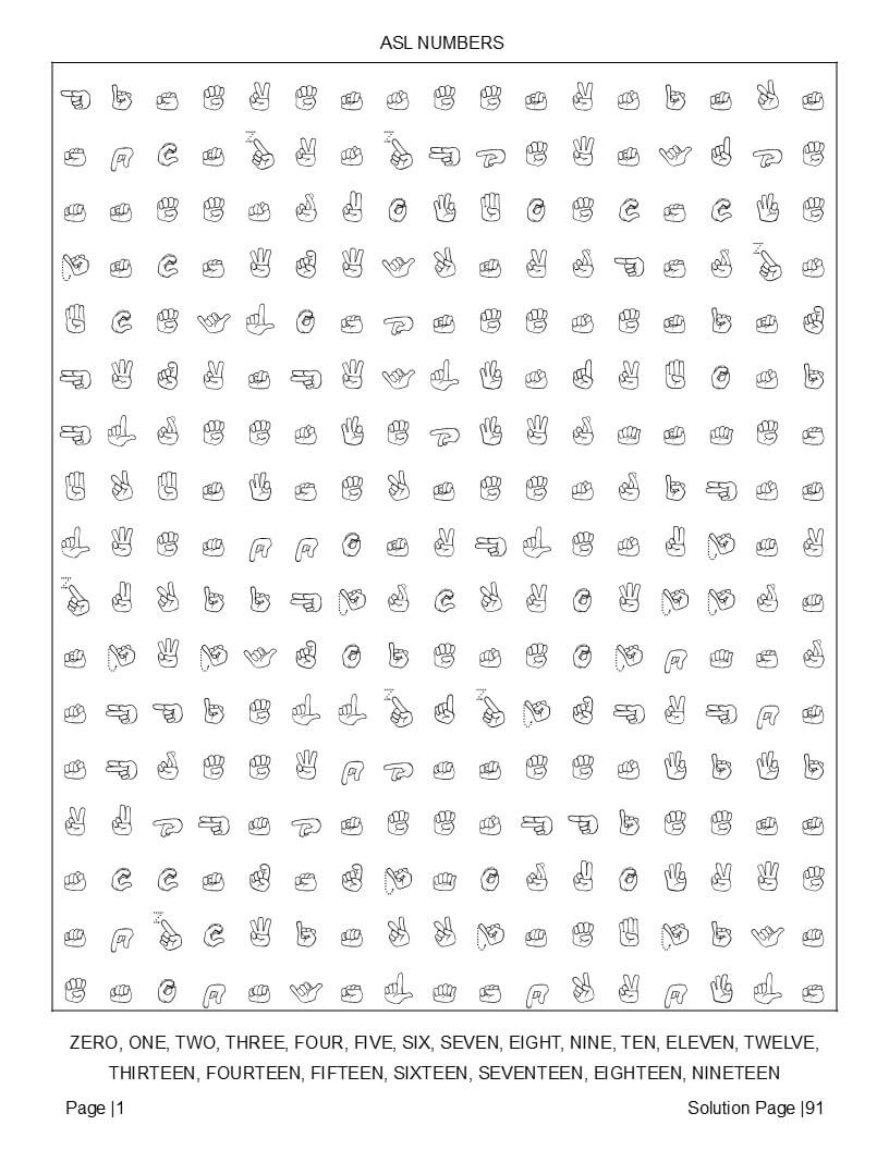 Printable ASL Word Search Printable PDF — large print format for adults