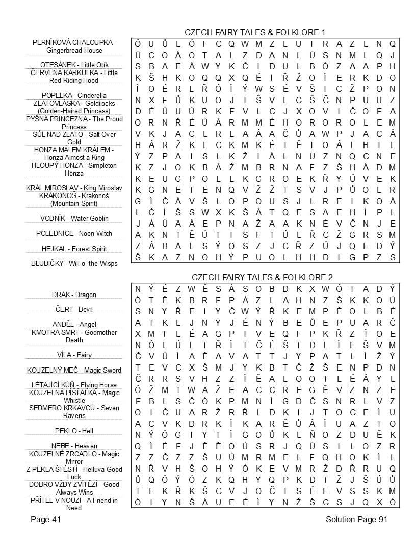 Czech travel phrases word find activity pages – Prague landmarks cities bilingual interior preview