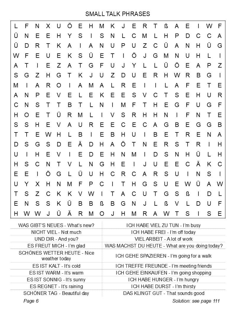 Interior preview of German Word Search grids