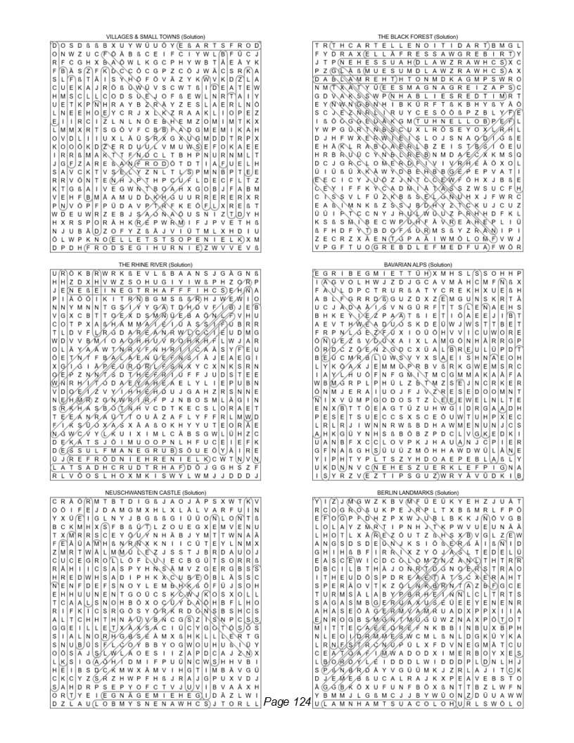 German Word Search Printable answer key