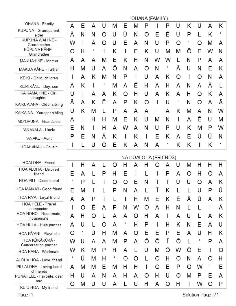Download Hawaiian Word Search Printable PDF — 6 free puzzles