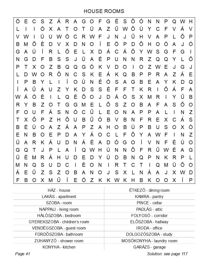 Learn Hungarian puzzle grids – proverbs daily life travel phrases clear large font interior