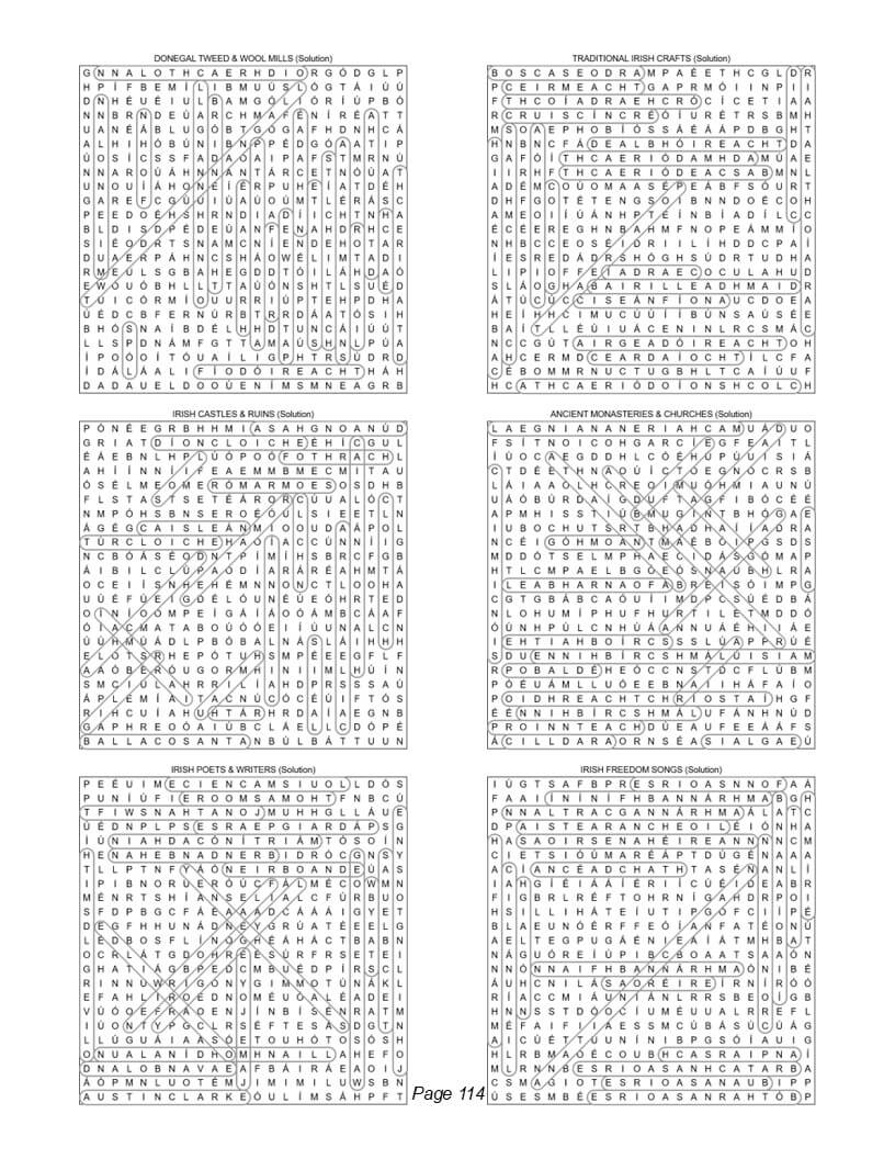 Irish Gaelic word search solutions and answer key interior preview
