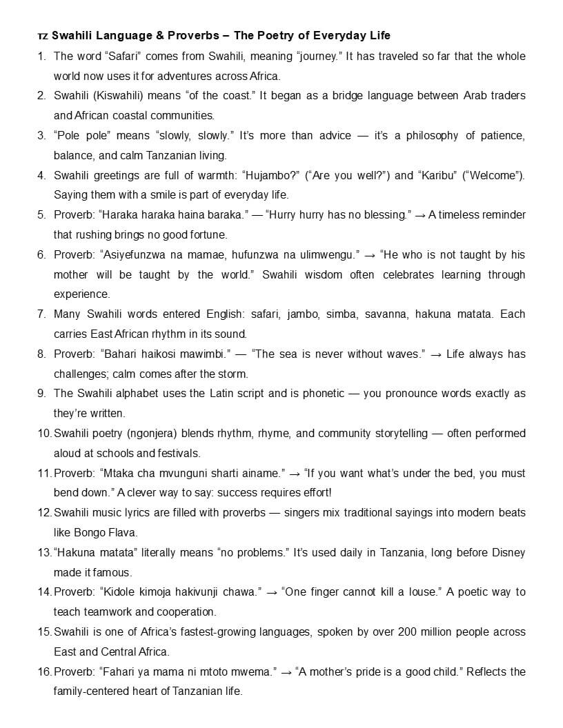 Swahili word search interior – 2 puzzles per page 30 phrases authentic Tanzanian vocabulary large print