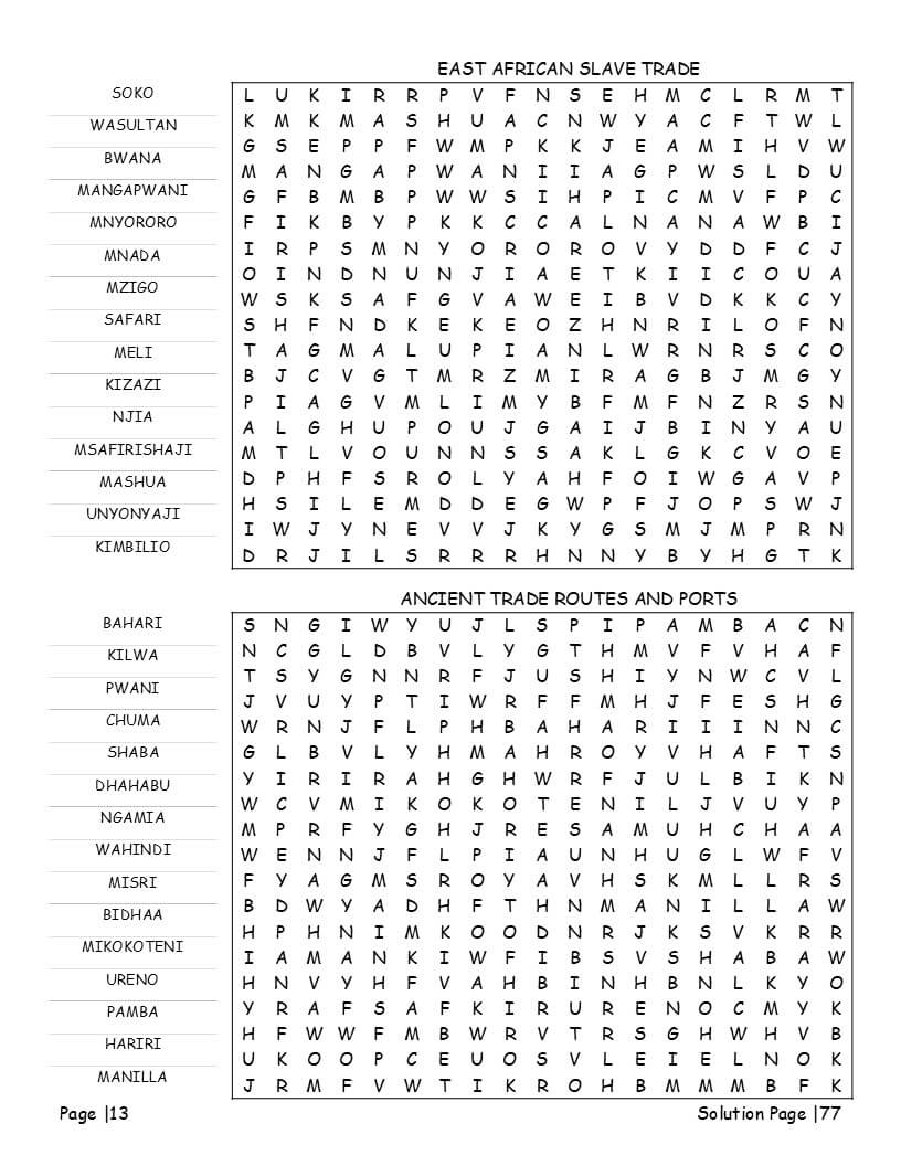 Swahili Tanzania cultural trivia facts puzzle interior – Zanzibar Kilimanjaro Serengeti