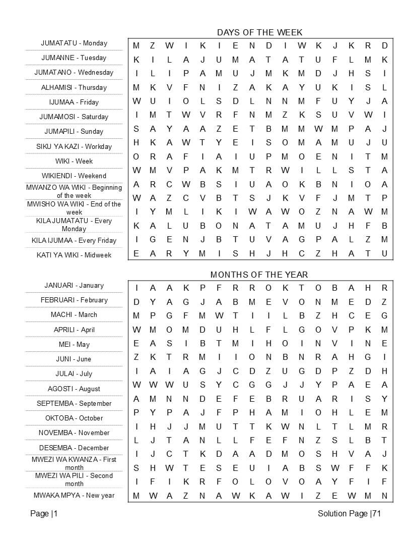 Large-print Swahili Word Search Printable PDF — large print format for adults