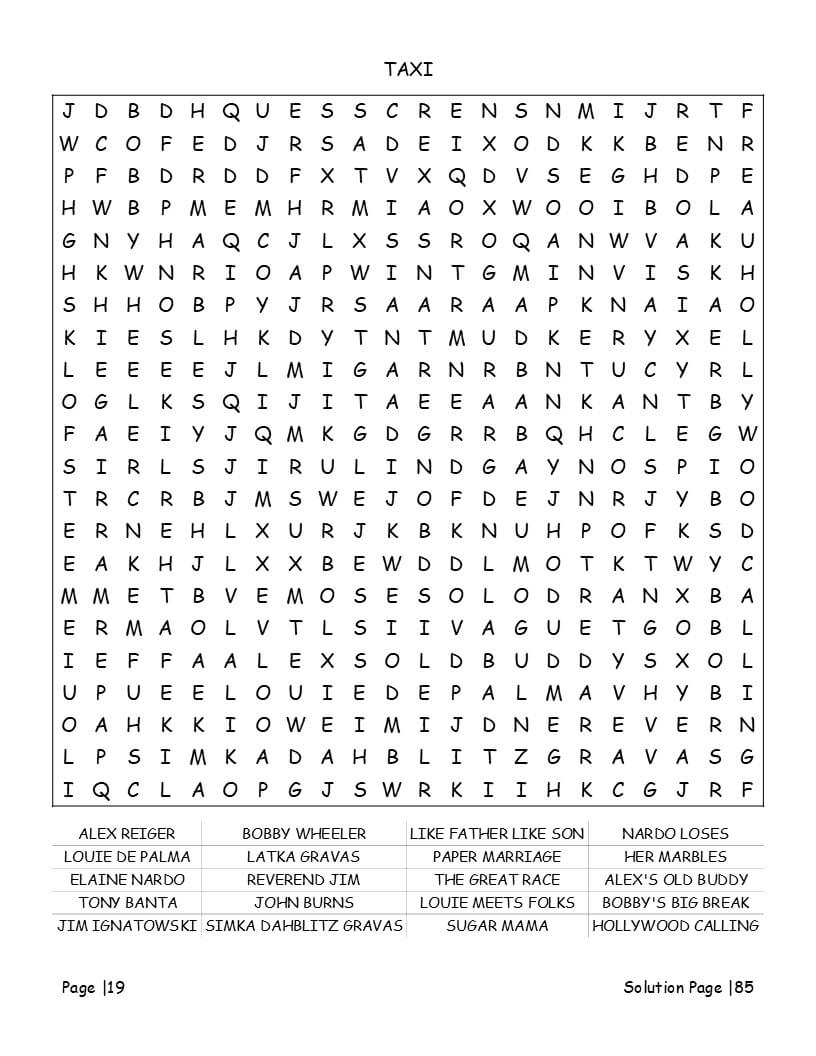 1970s TV show word search actor names - multi-directional large print grids