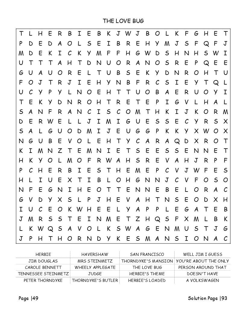 1970s word search music artists - eye strain relief puzzle grids