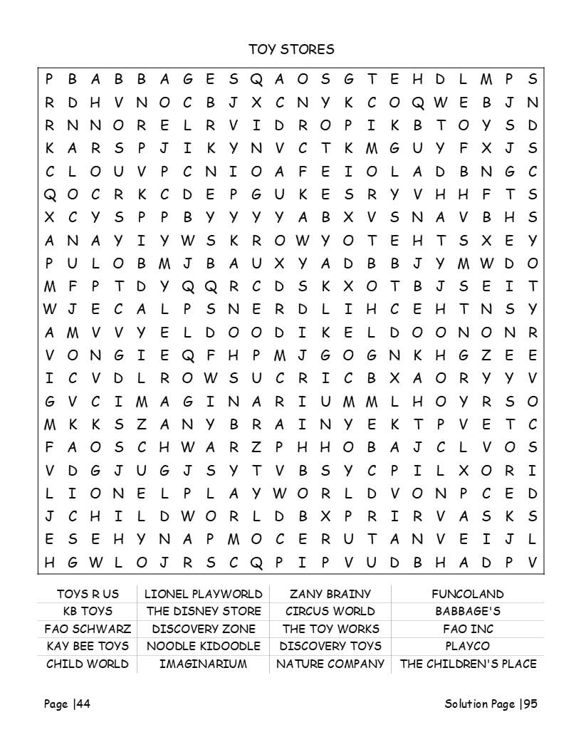 1990s word search fashion slang - clear puzzle pages with 4-level difficulty