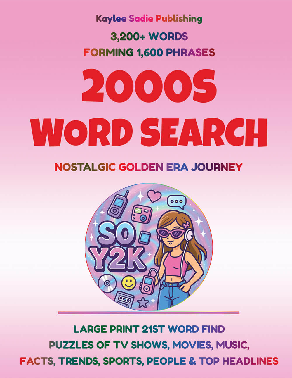 2000s word search puzzle book - large print Y2K era cover for millennial gifts