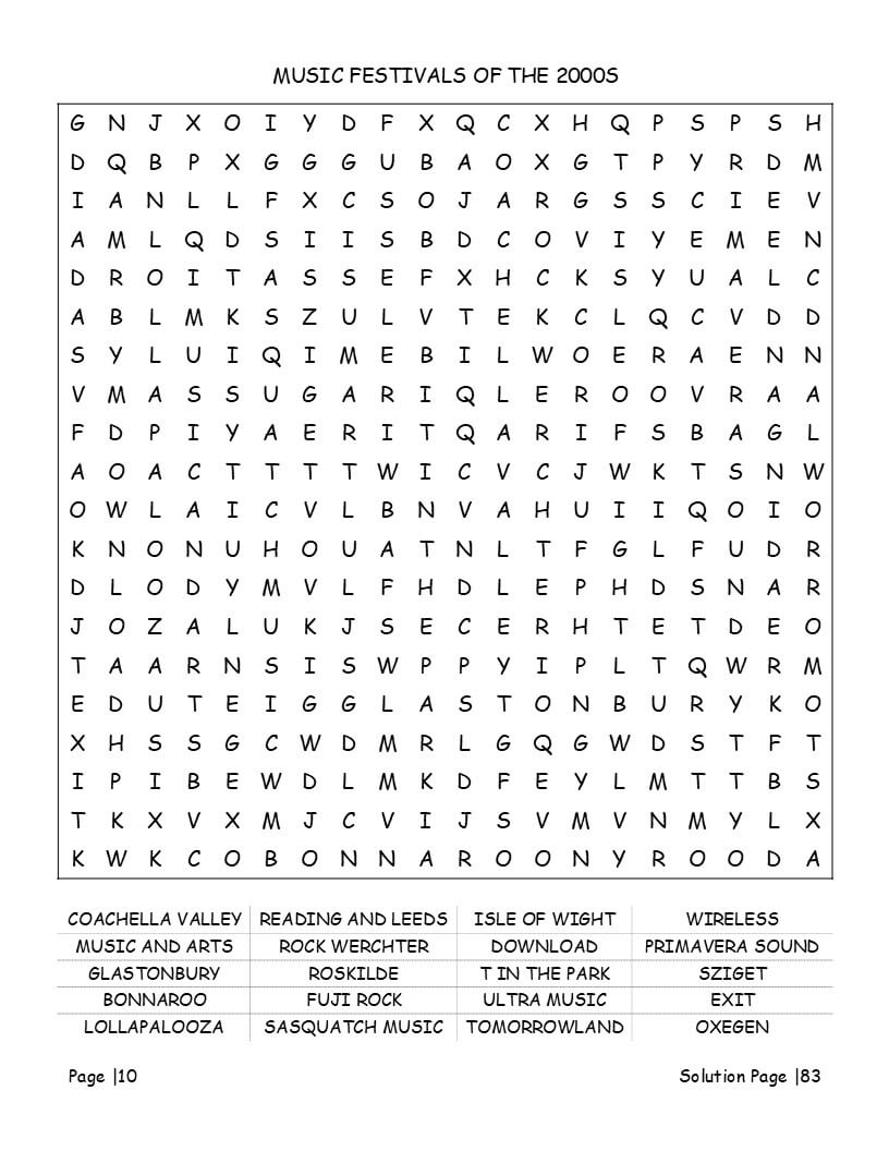 2000s word search interior preview - boy bands and flip phone pop culture