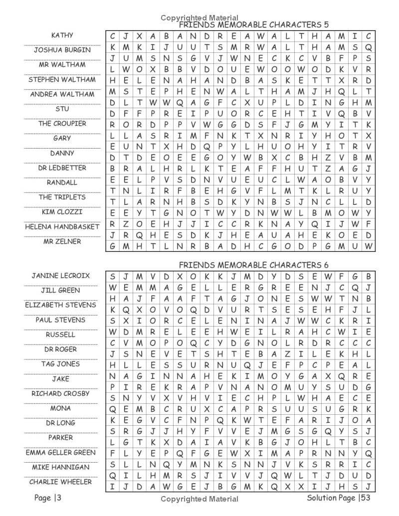 Multi-directional Friends word search page with words hidden in all 8 directions