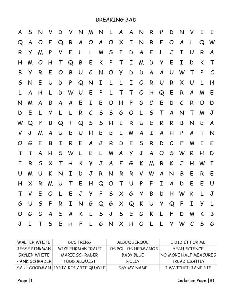 TV drama word search puzzle grid - crime and medical series keywords