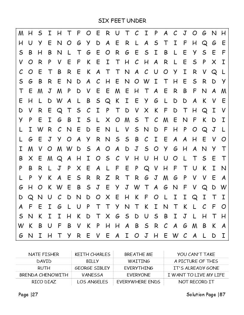 TV drama word search legal themes - multi-directional large print grids