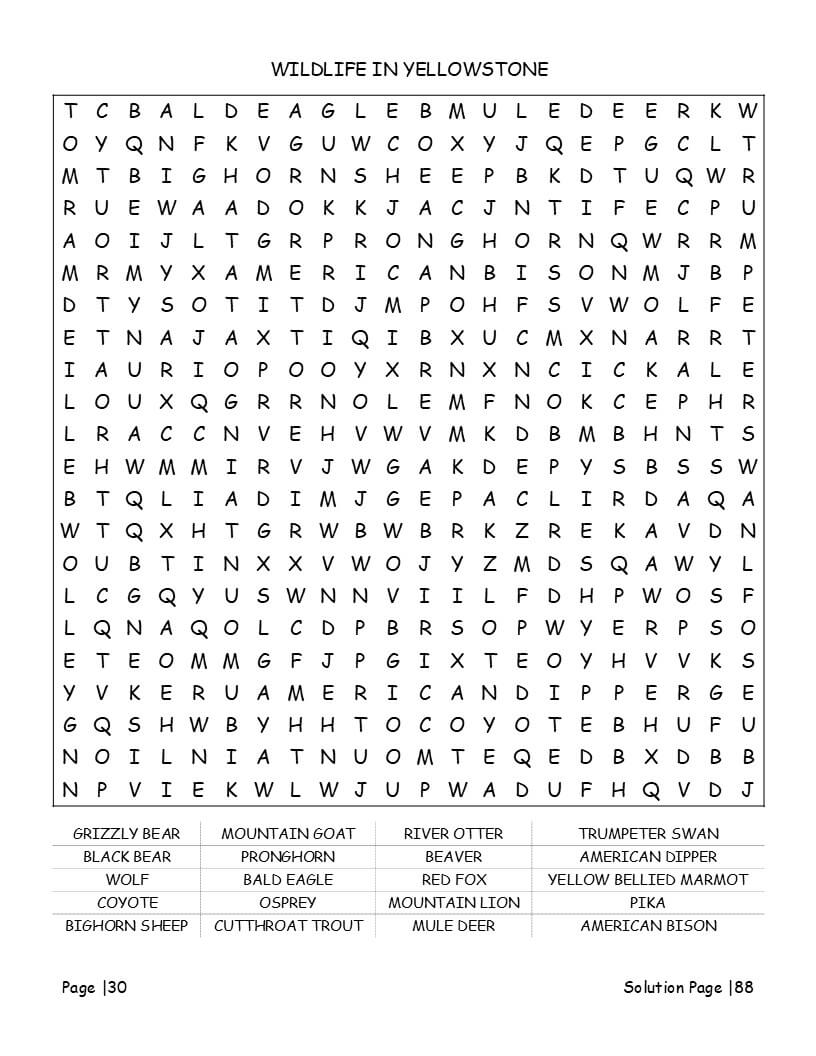 Yellowstone puzzle page featuring Beth John Rip Kayce hidden words and ranch location names